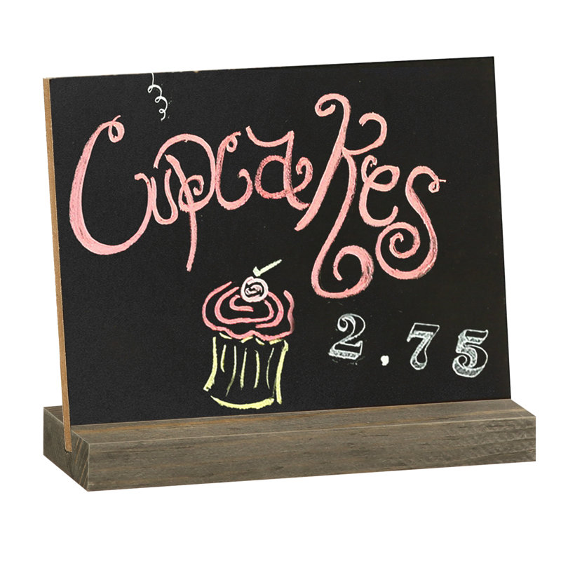 Mini Tabletop Wood Chalkboard Sign, Brown