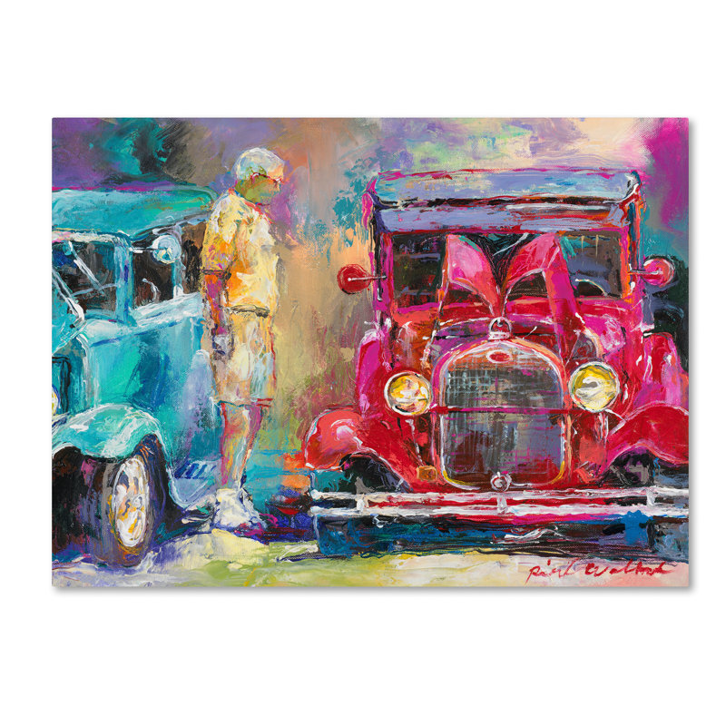 « old cars », reproduction sur toile, H 14 po x l 19 po x P 2 po, Pas de tapis, Toile tendue