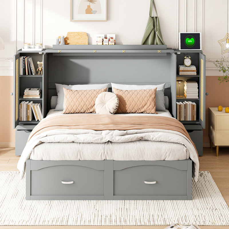 Damarco Murphy Bed, Gray, Queen