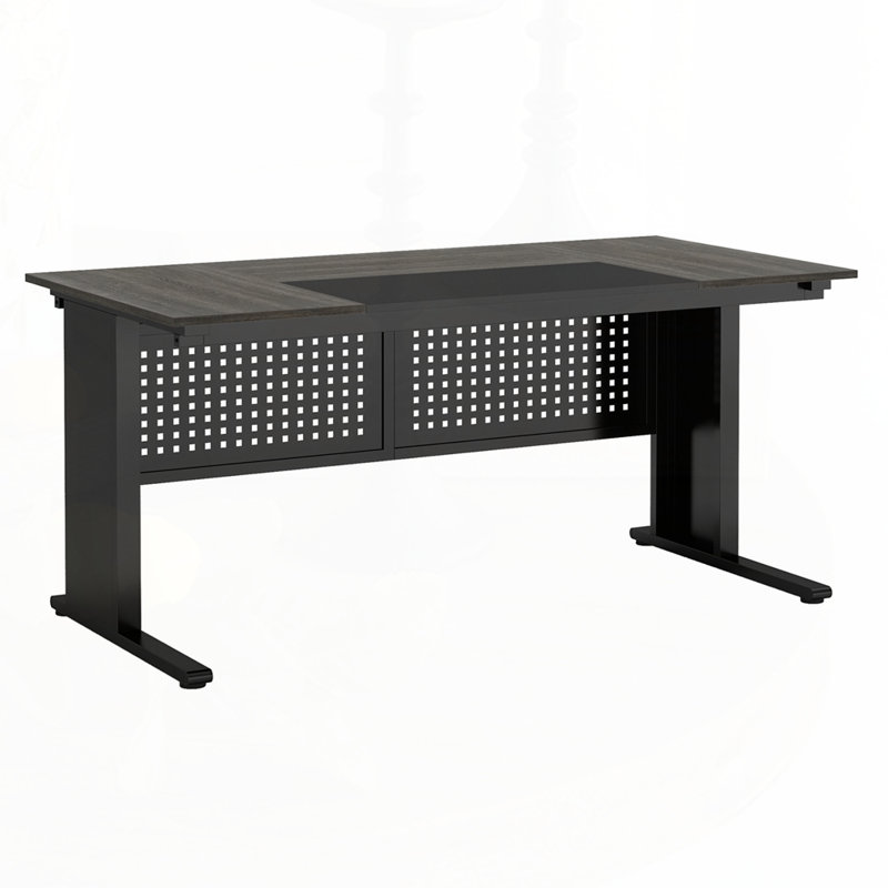 Bureau de direction en L 63 po avec classeur, Noir