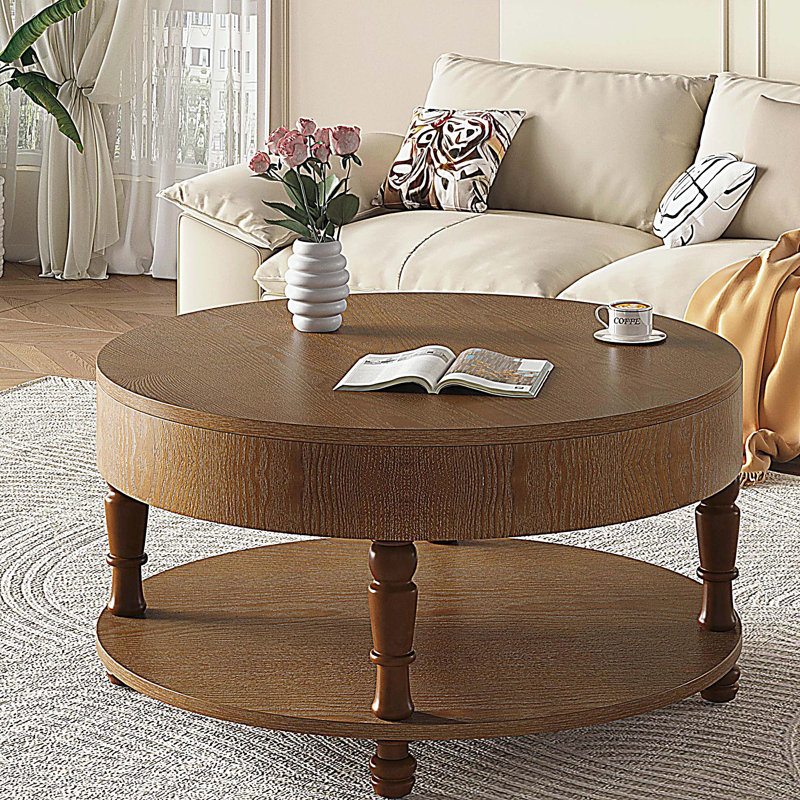 Table basse avec rangement double pour le salon, Noyer