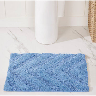 Branston 100% Cotton Tufted Bath Rug with Non-Slip Backing Machine Washable Luxurious Chervon Pattern Ultra Soft and Absorbent Bathroom Rug