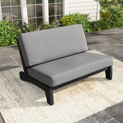 Polett Teak Wood Patio Outdoor Armless Lounge Chair