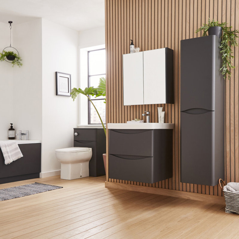 Arc Tall Bathroom Cabinet, Grey