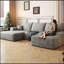 Canapé modulaire 107 po avec 1 repose-pieds Cloud, fauteuils rembourrés minimalistes modernes, canapé confortable en forme de U pour le salon, canapé d'angle à siège profond, sans assemblage requis, gris (tissu en velours côtelé moelleux)-1782197453-1782197298