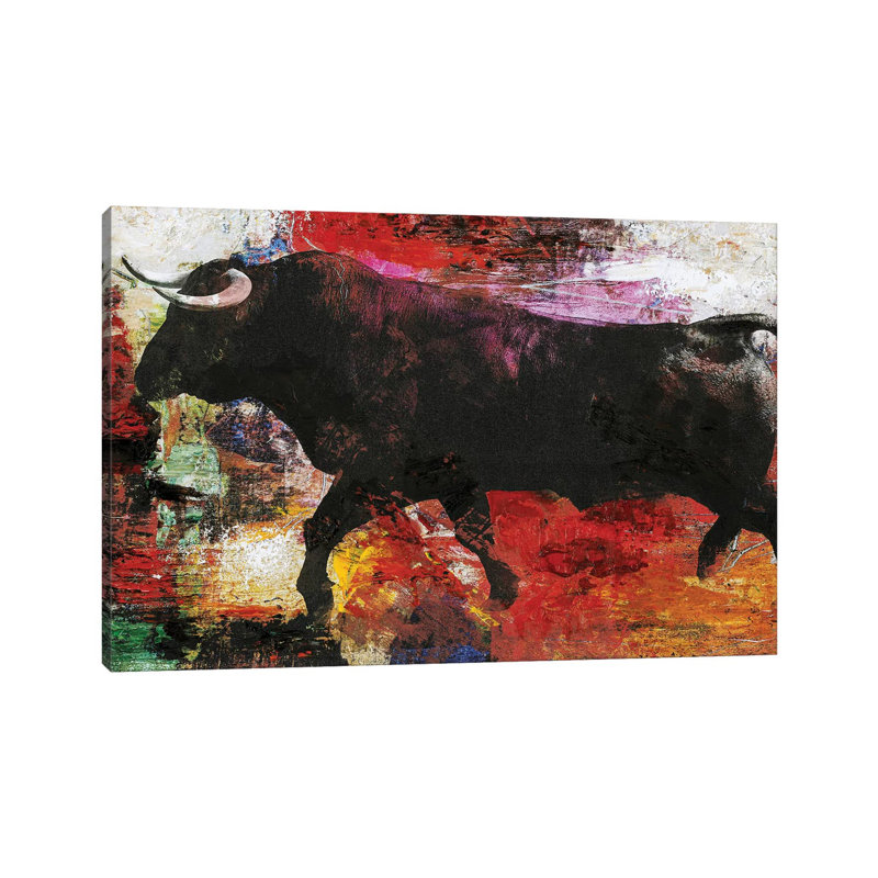 Bull - Print on Canvas, Wrapped Canvas, 20.32cm H x 30.48cm W x 1.91cm D