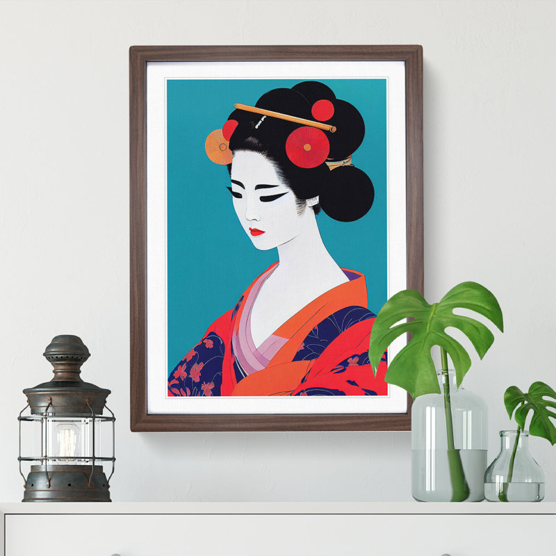 XV1022-2623X Luscious Geisha - Single Picture Frame Print, 46cm H x 34cm W x 2cm D, Walnut
