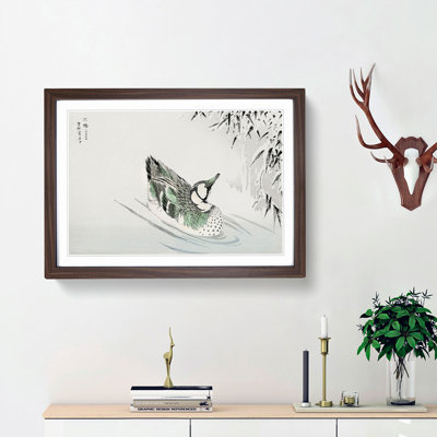 Teal Duck in the Pond by Numata Kashu - Framed Print