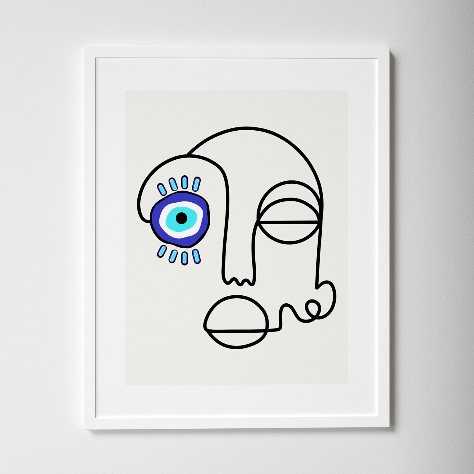 No Evil Allowed Print by Shatha Al Dafai, 25.38" H x 20.38" W x 0.875" D, White