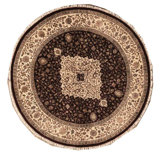 Hand-Knotted High-Quality Red and Cream Round Area Rug