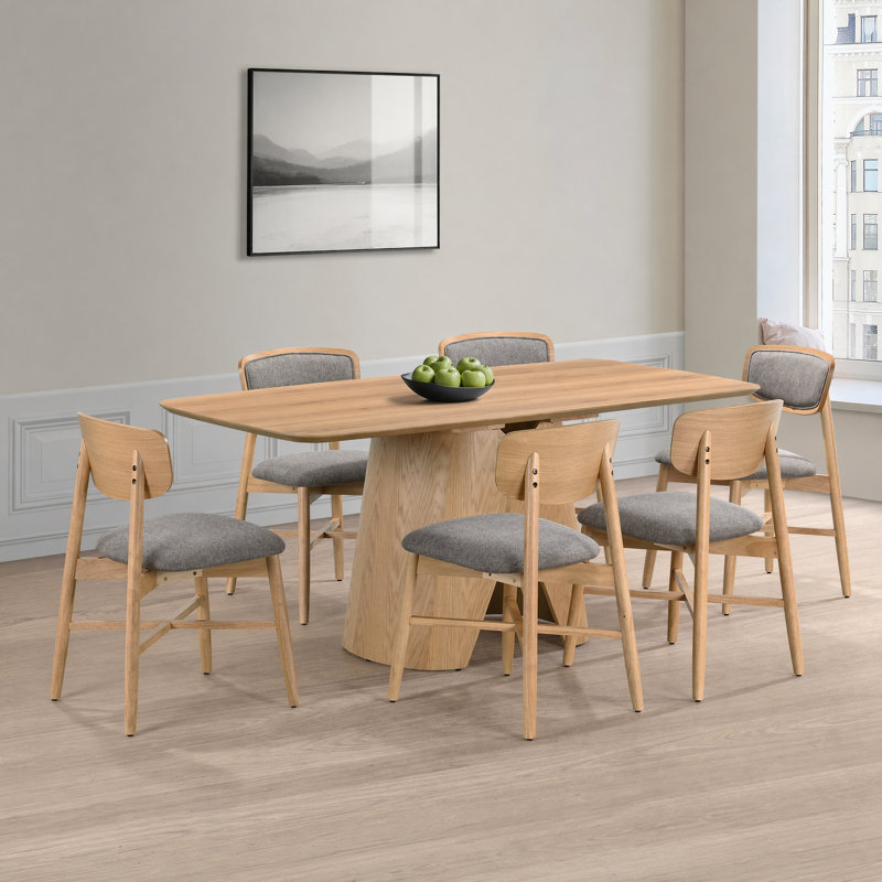 Ensemble de salle à manger Sculptural, 7 pièces : table, 6 chaises, Walnut