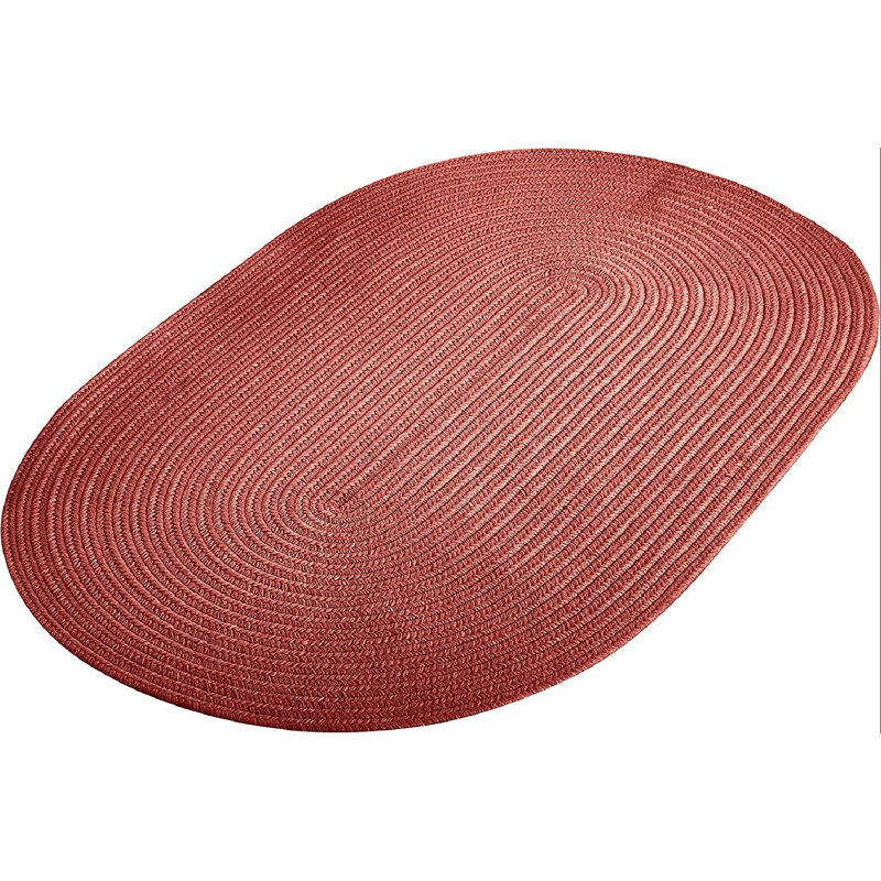Tapis rose tressé à la main Anndee, Ovale 4 pi x 6 pi