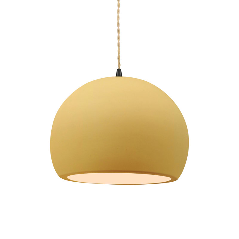 Luminaire suspendu à 1 lumière Aschwin, H 7,75 po x l 10 po x P 10 po, Jaune pâle / beige, Matte Black