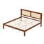 Structure de lit plateforme très grand en bois massif avec tête de lit en rotin, lit à panneaux en canne de style campagnard, espace de rangement sous le lit, aucun sommier requis, pieds de support robustes, finition noyer