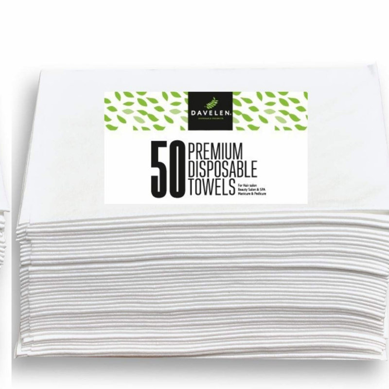 EcoSoft Spa Towels - 50 Count, Large Luxury Disposable Towels for Hair, Face, Body - Salon Quality, Ultra Soft, Eco-Friendly, 31.5 x 15 inches, White