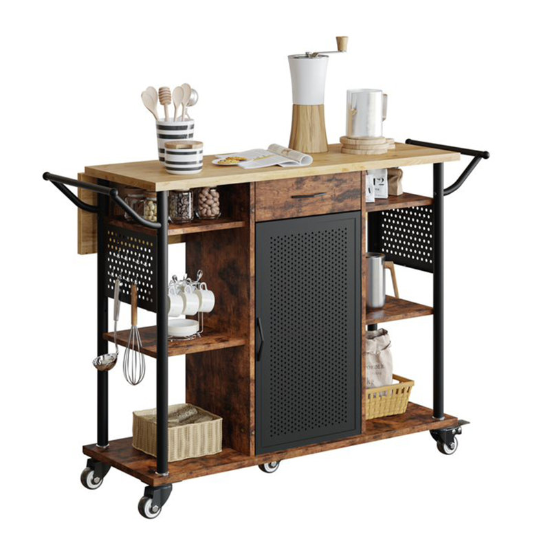 Solid Wood Top Kitchen Cart, Brown