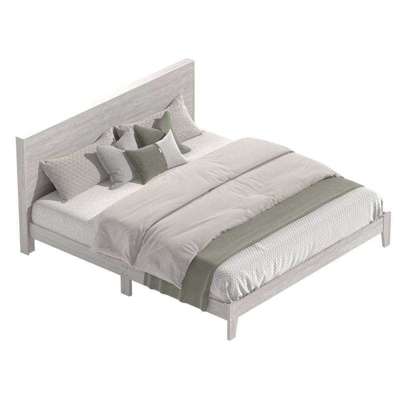 Allyannah Platform Bed with Headboard, Dusty Gray Oak, Queen