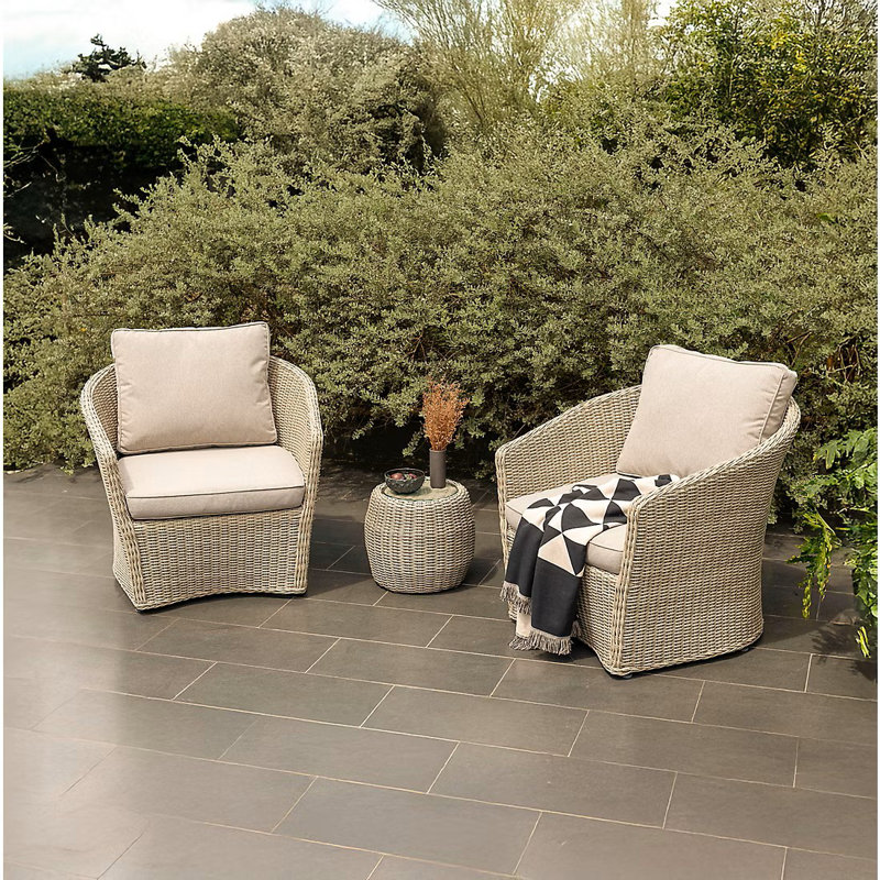 Vicent 3pc Outdoor Patio Wicker Seating Set - Light, Cream