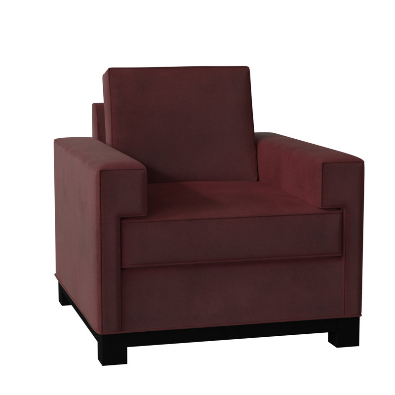Fauteuil de 38 po de largeur Grace, Velours performance Bella Berry, Noir, Souple