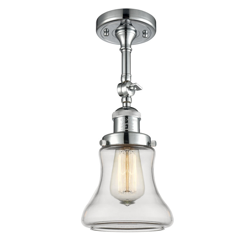 Edda Glass Semi Flush Mount, Polished Chrome, Clear