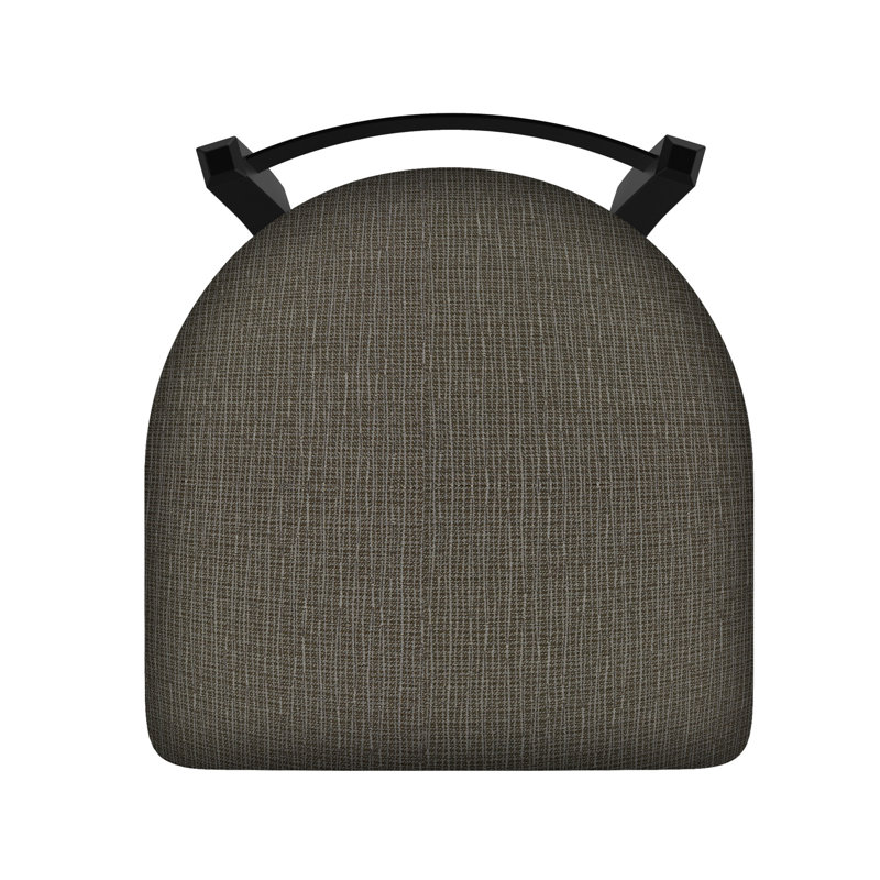 Tabouret de coiffeuse en métal Catalina, Tissu - graphique calice, Noir froissé