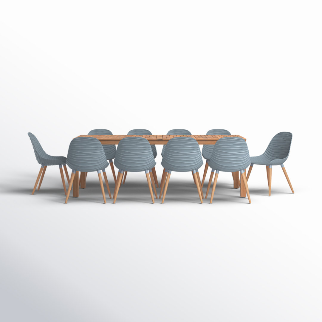 Tempo 10 - Person Outdoor 100% FSC Solid Teak Wood Dining Set AllModern