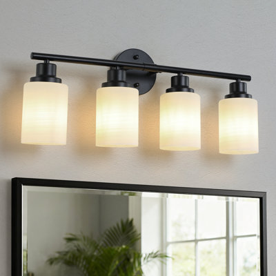 Dimmable Vanity Light with White Glass Shade for Bedroom, Bathroom