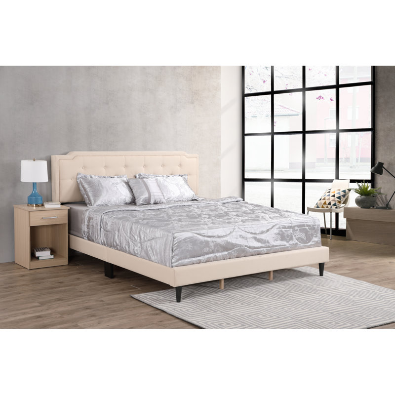Upholstered Panel Bed, King, Beige