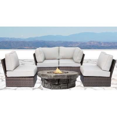 Winsford Fully Assembled 4 - Person Seating Group with Cushions | Wicker Sofa