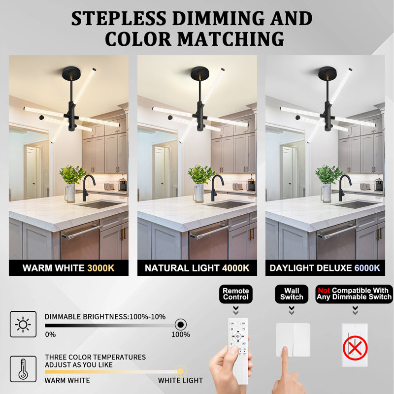 Layleigh Contemporary Dimmable Pendant LED Ceiling Light, Matte Black