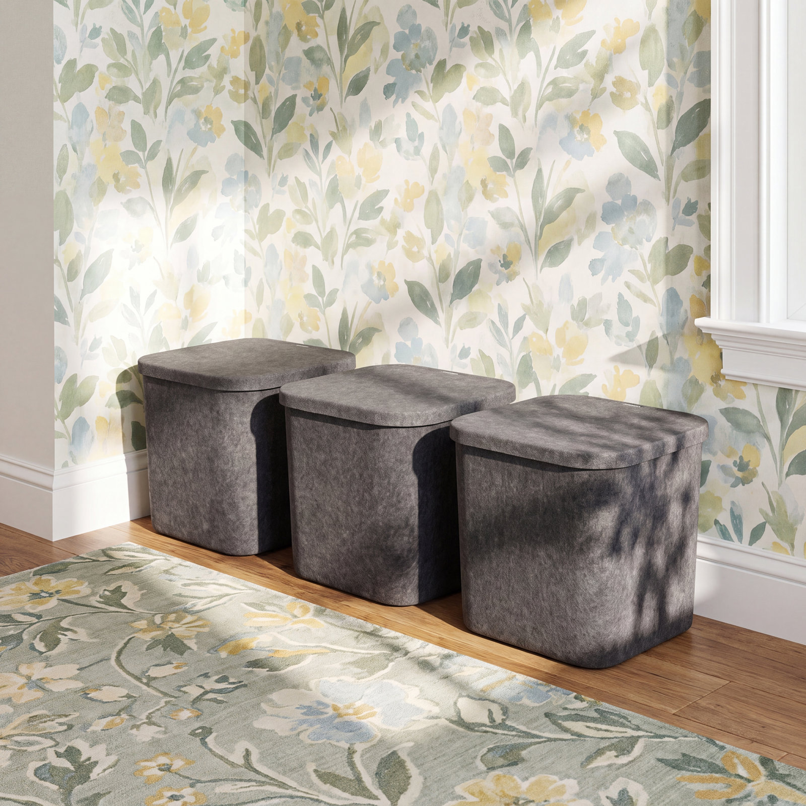 Sculpted Felt Wool Storage Bin, Carbon