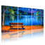 Abstrait nuit, lac, arbres, étoiles, reflets, ciel, ensemble de 3 impressions sur toile-413525164