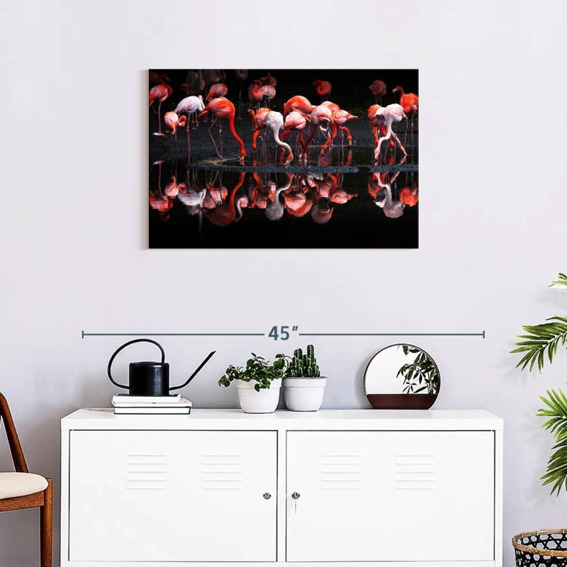 Flamingo Reflections, 20" H x 30" W