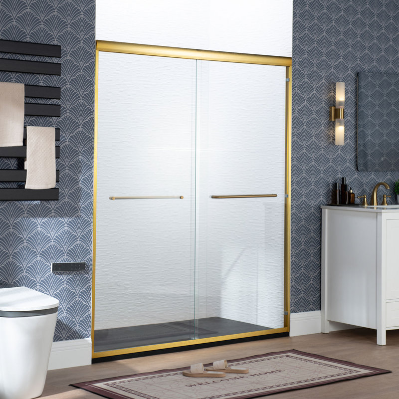Double porte de baignoire coulissante de 44 à 48 po de largeur x 72 po de hauteur | Verre trempé transparent de 1/4 po (6 mm), résistant à l'explosion et sécuritaire