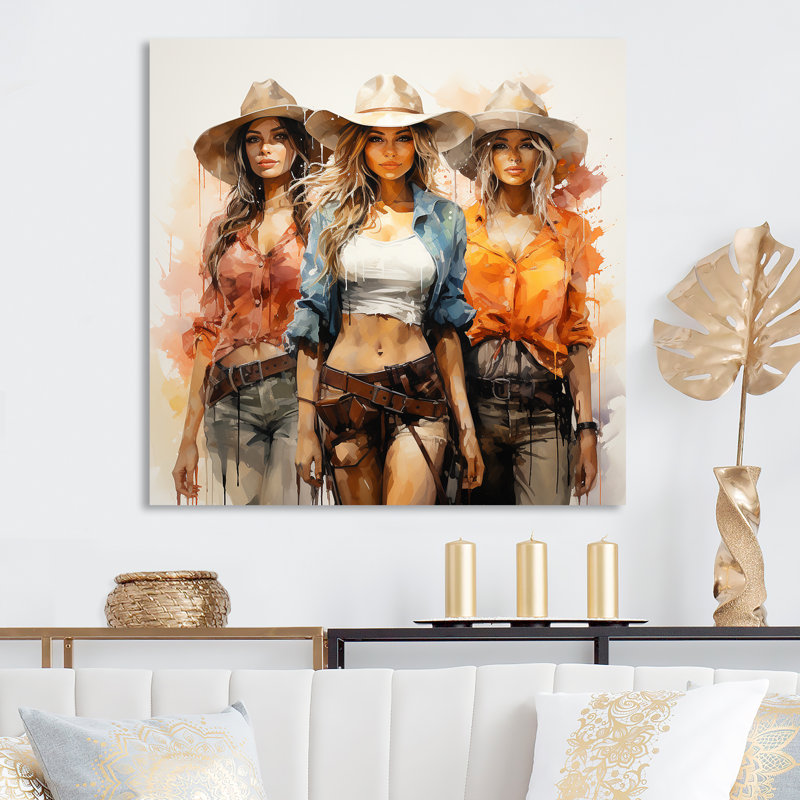 Cowgril Beauties Of The Ranch I - Cowgirls Metal Wall Art, 36" H x 36" W