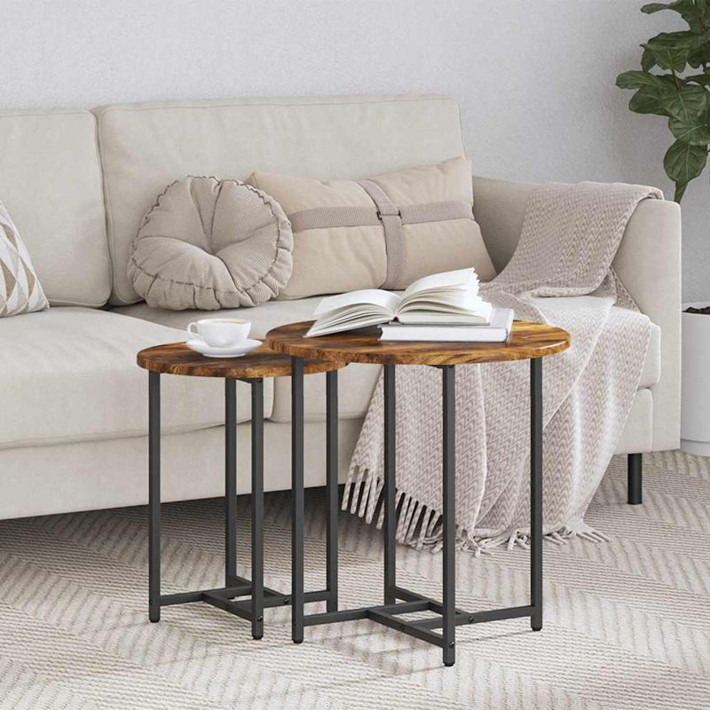  Side Table Set 2 Pcs Black Oak 50 X 50 X 50 Cm, Smoked Oak