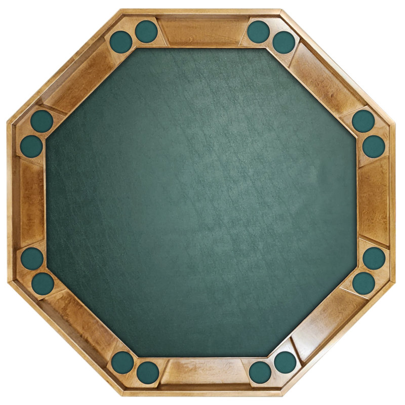 Table de poker Classic, Bois fruitier / noyer, Vinyle vert, L 57 po x P 57 po x H 29,5 po