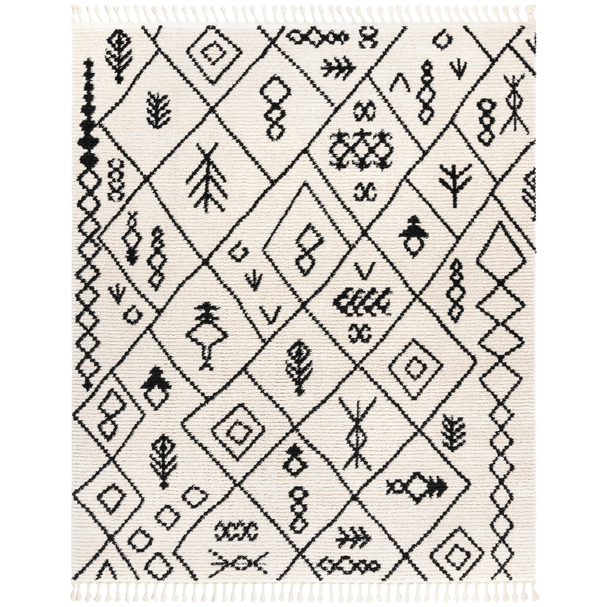 Gertmenian Rafe Kylo Bohemian Tribal Black/Ivory Polyester Microfiber ...