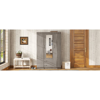 3-Door Mirror Wardrobe With Shelves