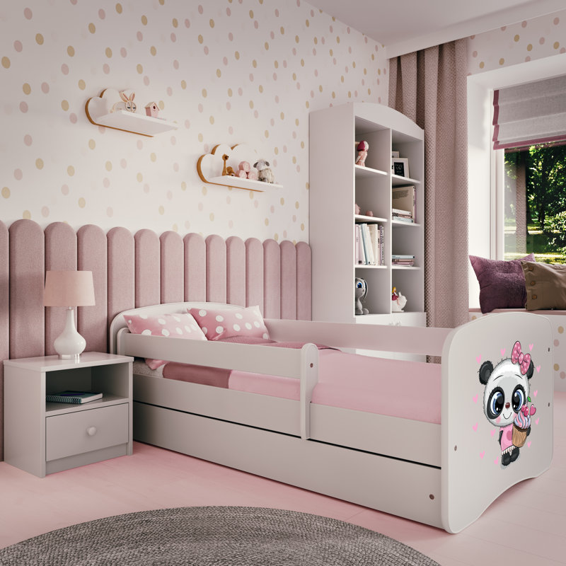 Cicero European Toddler (80 X 160cm) Standard Panel with Storage Included, European Toddler (70 x 160 cm), White/Pink/Black