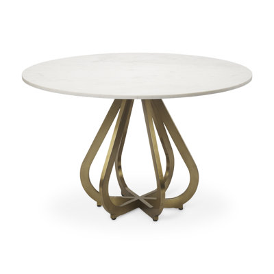Sharpton Round Marble Top with Iron Base Dining Table