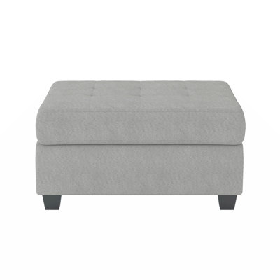 Modern Living Room Furniture 1Pc Gray Microfiber Upholstered Storage Ottoman Tufted Details