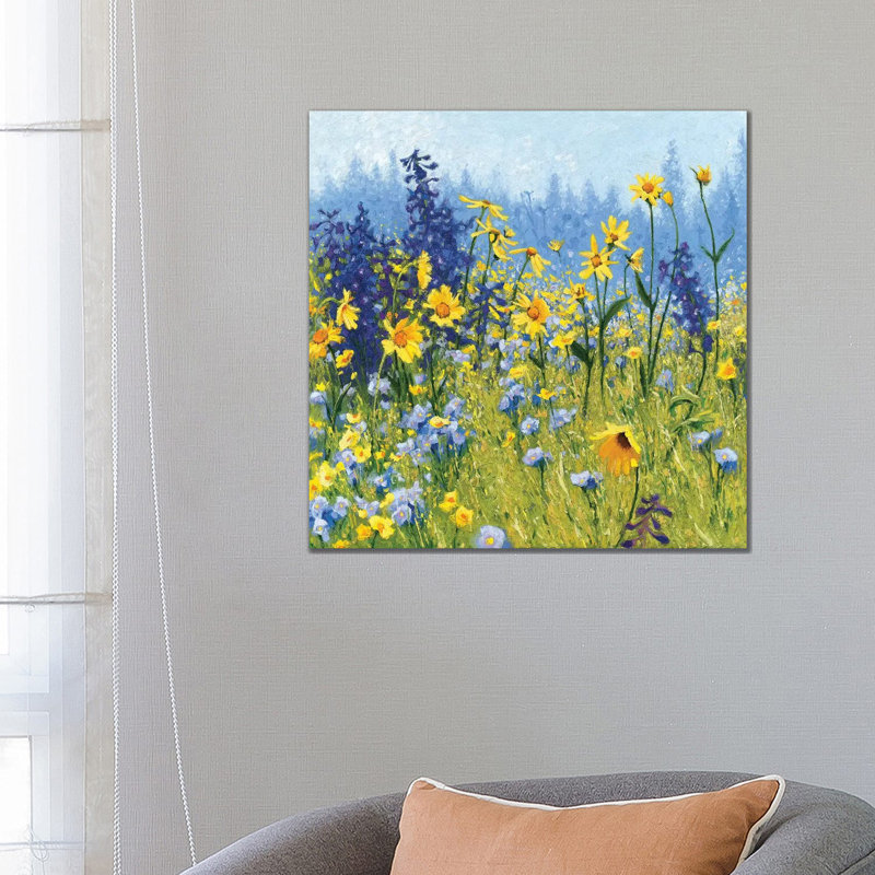 Joyful In July III by Shirley Novak - Print on Canvas, 66.04 cm H x 66.04 cm W, Black Floater Frame
