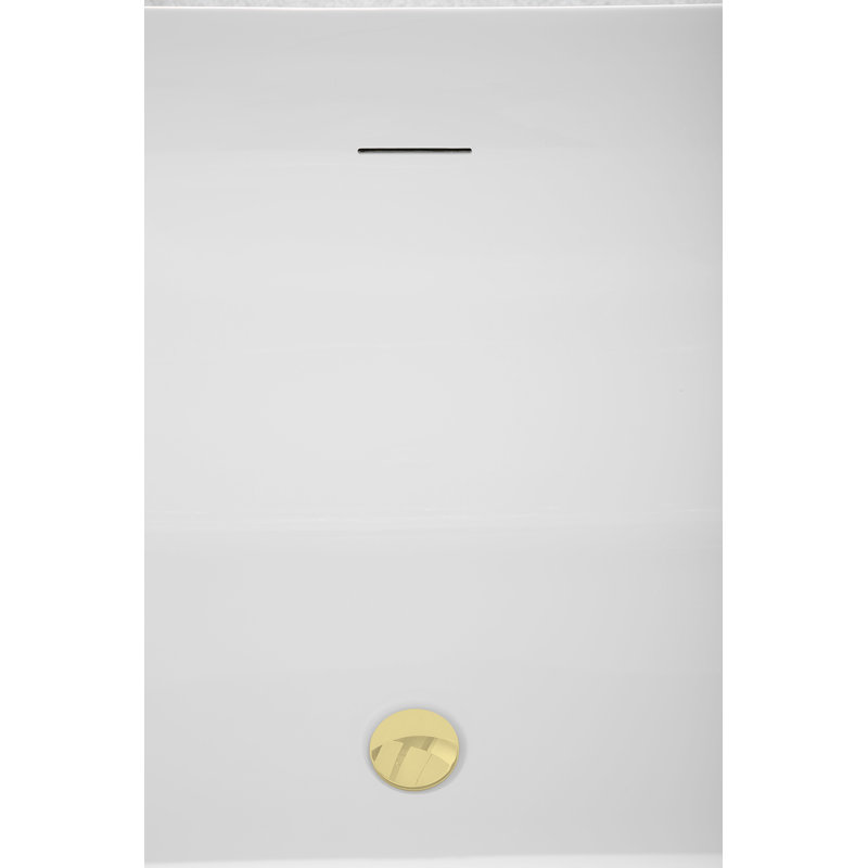 59" Streamline Freestanding Tub and Tray With Internal Drain, Polished Brass