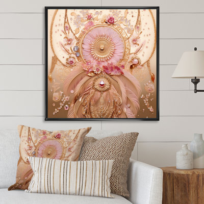 Impression sur toile Boho Glam Pink and Gold Dreamcatcher I