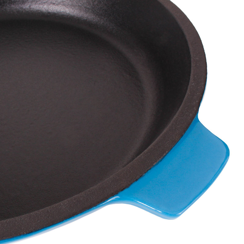 BergHOFF Neo 4Pc Cast Iron Set Grill Pan, Fry Pan & 3Qt Dutch Oven, Blue