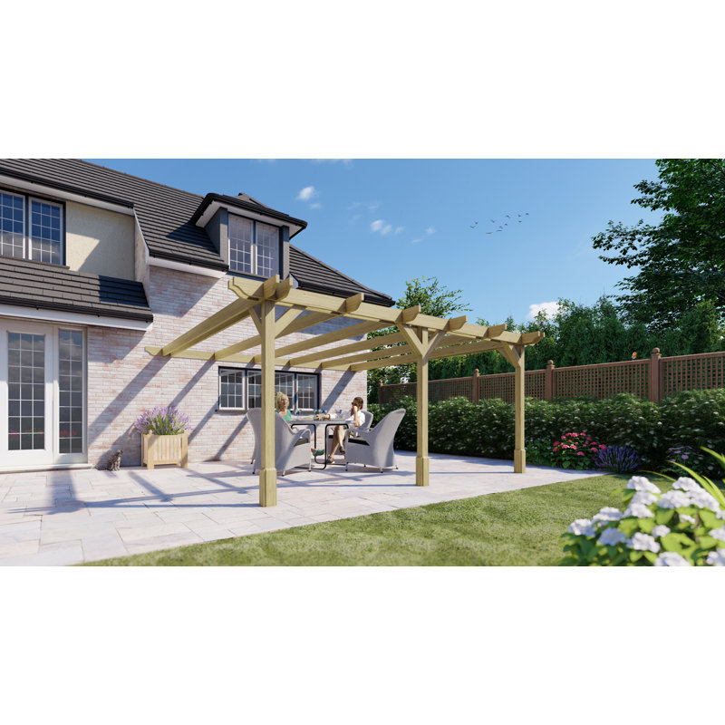 Baugus Solid Wood Pergola, Light Green, 19.68 ft x 9.8 ft