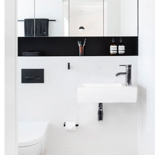 Gimify 7.3'' White Ceramic Square Bathroom Sink with Faucet and Overflow