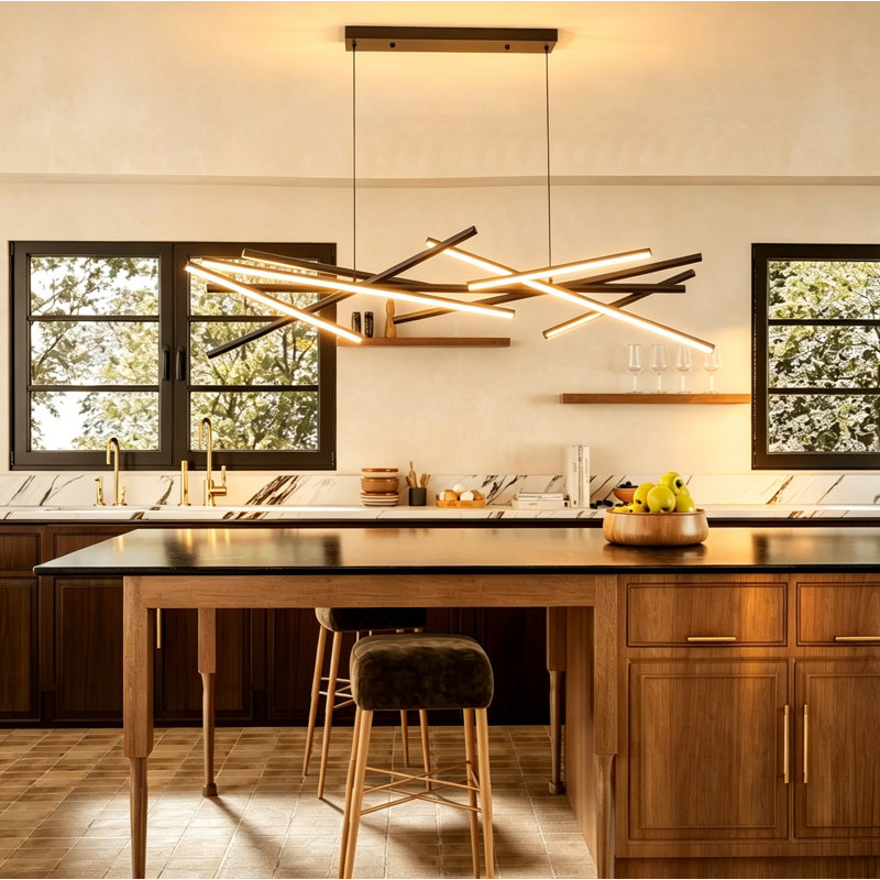 Luminaire suspendu pour îlot de cuisine Burcker, Matte Black