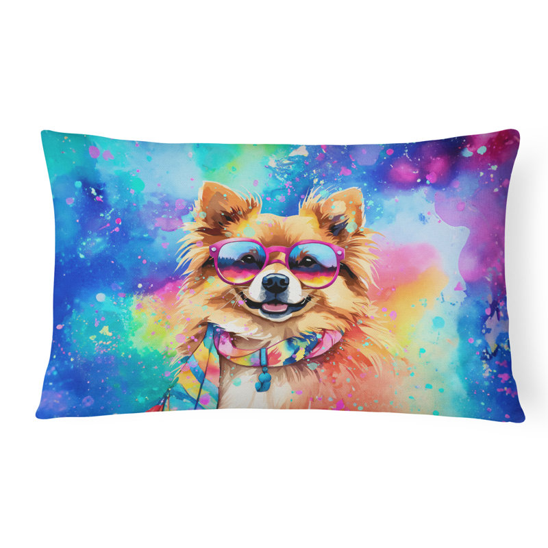 Pomeranian Hippie Dawg Fabric Decorative Pillow